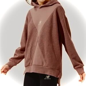 New Balance Cameo Brown Oversized Long Sleeve Hoodie